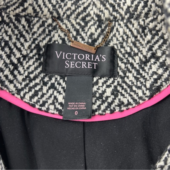 Victoria’s Secret Tweed Pea Coat Size 0 Black snd White Wool Blend Jacket - Picture 15 of 15